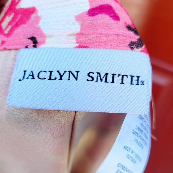 Vintage Jacklyn Smith Pink Yellow Flowy Floral Bias Cut side Zip Midi Skirt - Picture 4 of 9